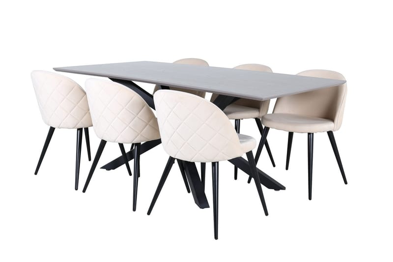 Piazza Matbord 190 cm med 6 Velvet Stitches Matstol - Möbler - Matplats - Matgrupp & matbord med stolar