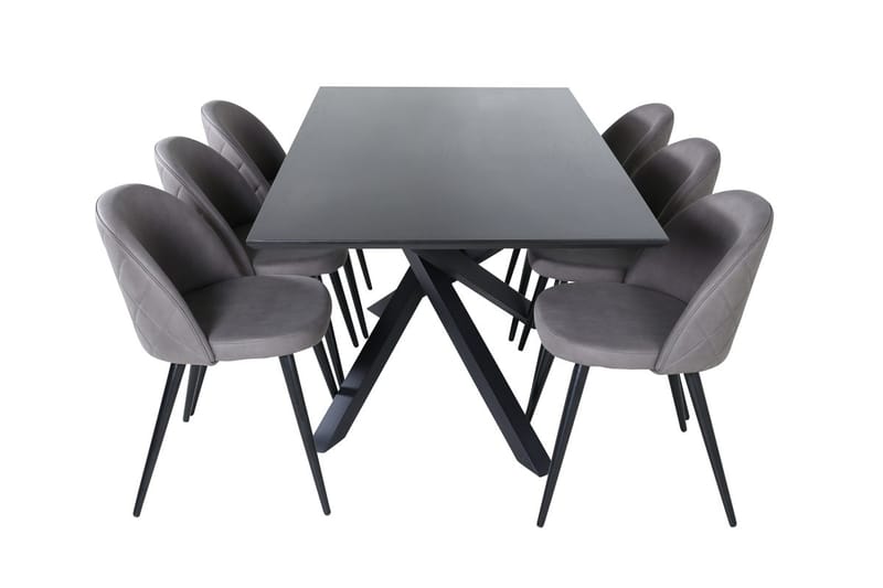 Piazza Matbord 190 cm med 6 Velvet Stitches Matstol - Möbler - Matplats - Matgrupp & matbord med stolar