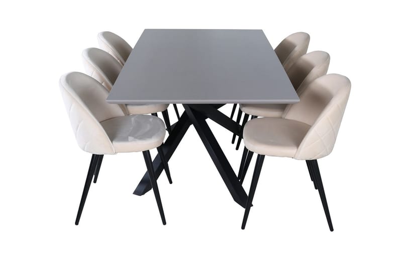 Piazza Matbord 190 cm med 6 Velvet Stitches Matstol - Möbler - Matplats - Matgrupp & matbord med stolar
