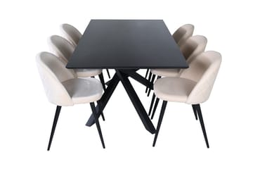Piazza Matbord 190 cm med 6 Velvet Stitches Matstol - Möbler - Matplats - Matgrupp & matbord med stolar