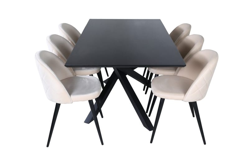 Piazza Matbord 190 cm med 6 Velvet Stitches Matstol - Möbler - Matplats - Matgrupp & matbord med stolar