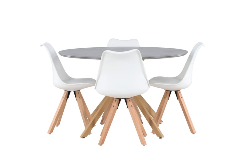 Piazza Matgrupp  120 cm Rund Grå med 4 Zeno Stolar - Möbler - Matplats - Matgrupp & matbord med stolar