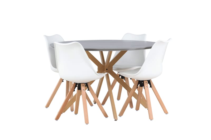 Piazza Matgrupp  120 cm Rund Grå med 4 Zeno Stolar - Möbler - Matplats - Matgrupp & matbord med stolar