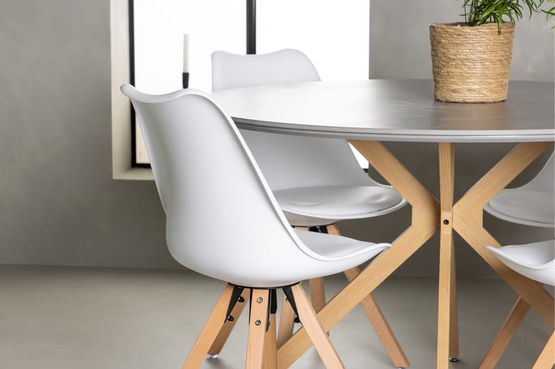 Piazza Matgrupp  120 cm Rund Grå med 4 Zeno Stolar - Möbler - Matplats - Matgrupp & matbord med stolar