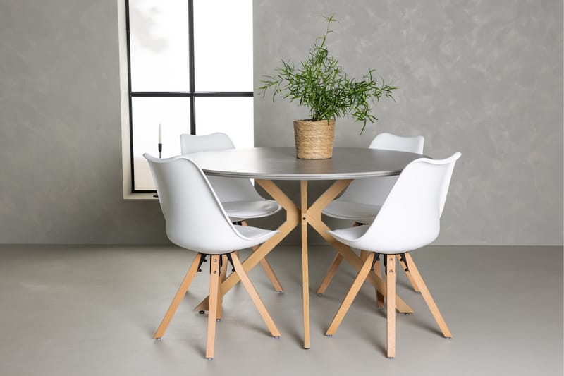 Piazza Matgrupp  120 cm Rund med 4 Zeno stolar - Grå - Möbler - Matplats - Matgrupp & matbord med stolar