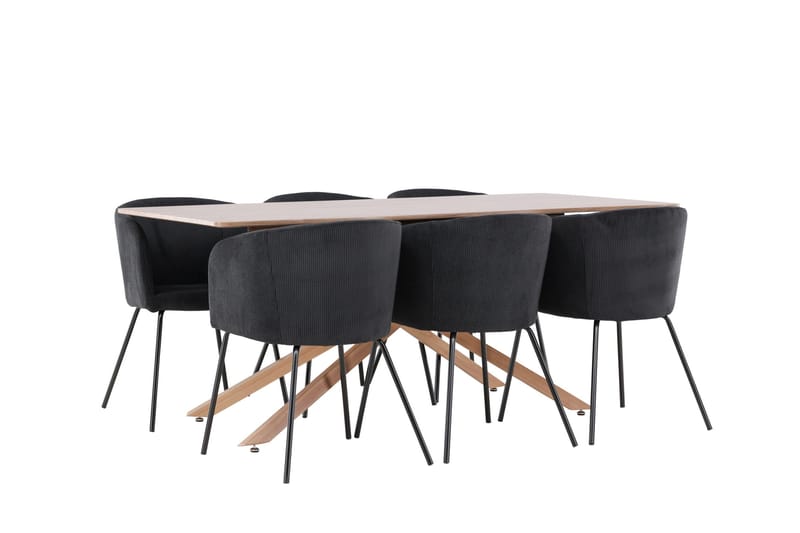 Piazza Matgrupp 180 cm Rektangulär med 6 Berit stolar - Mocca/Svart - Möbler - Matplats - Matgrupp & matbord med stolar