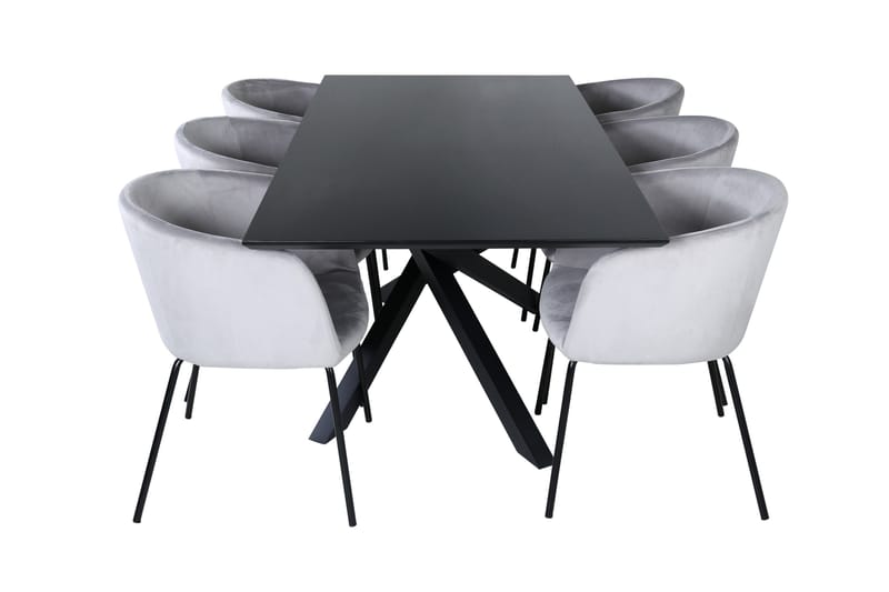 Piazza Matgrupp 180 cm Rektangulär med 6 Berit stolar - Svart - Möbler - Matplats - Matgrupp & matbord med stolar