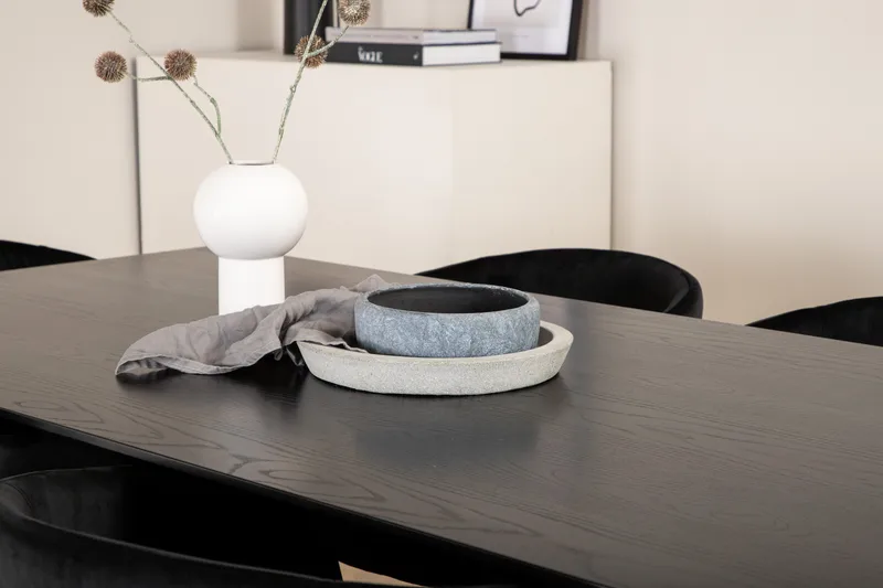 Piazza Matgrupp 180 cm Rektangulär med 6 Berit stolar - Svart - Möbler - Matplats - Matgrupp & matbord med stolar