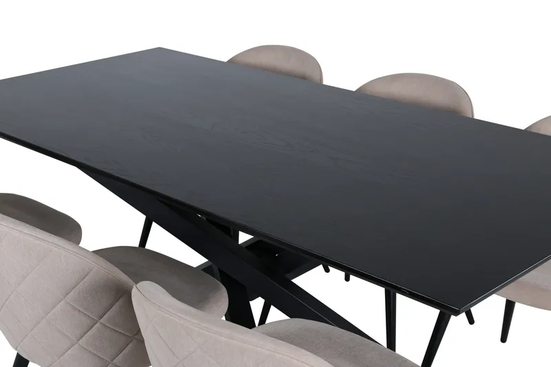 Piazza Matgrupp 180 cm Rektangulär med 6 Velvet stolar - Beige - Möbler - Matplats - Matgrupp & matbord med stolar