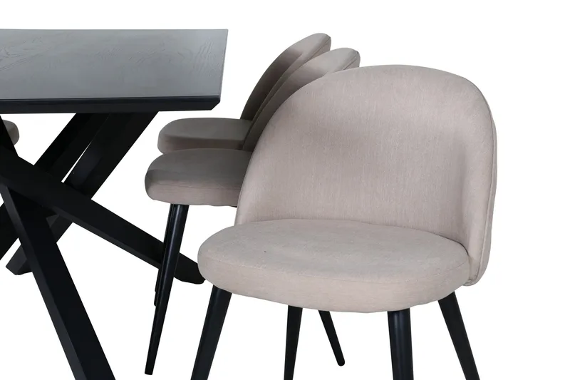 Piazza Matgrupp 180 cm Rektangulär med 6 Velvet stolar - Beige - Möbler - Matplats - Matgrupp & matbord med stolar