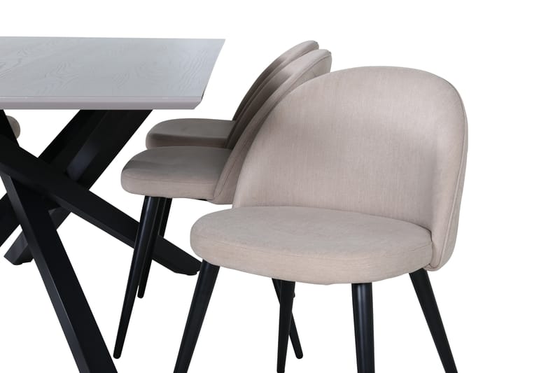 Piazza Matgrupp 180 cm Rektangulär med 6 Velvet stolar - Beige - Möbler - Matplats - Matgrupp & matbord med stolar