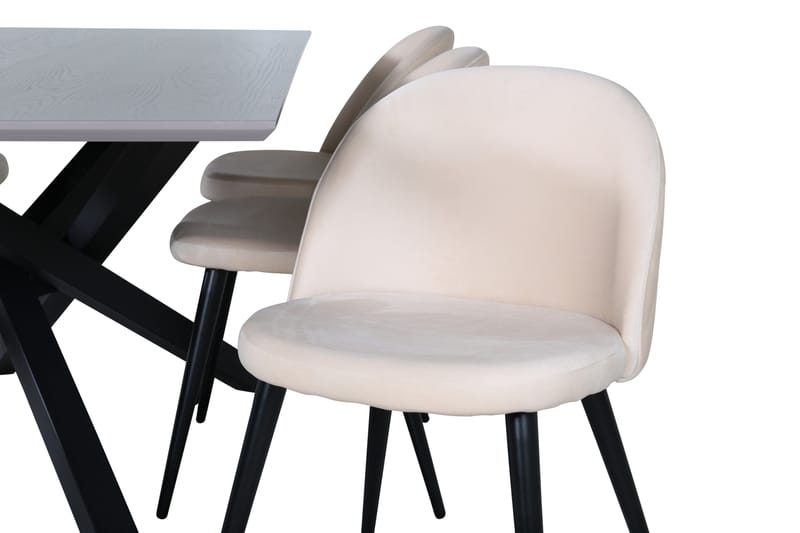 Piazza Matgrupp 180 cm Rektangulär med 6 Velvet stolar - Beige - Möbler - Matplats - Matgrupp & matbord med stolar