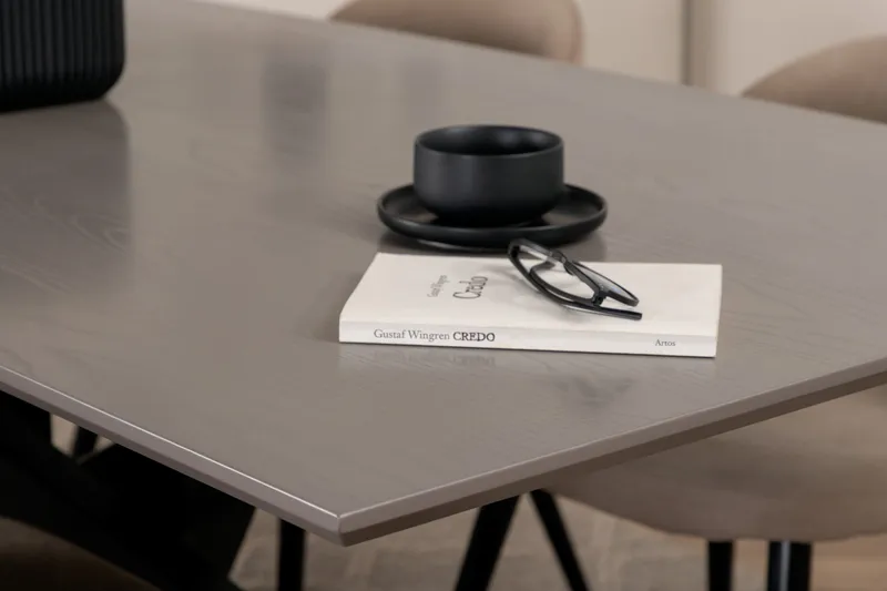 Piazza Matgrupp 180 cm Rektangulär med 6 Velvet stolar - Beige - Möbler - Matplats - Matgrupp & matbord med stolar