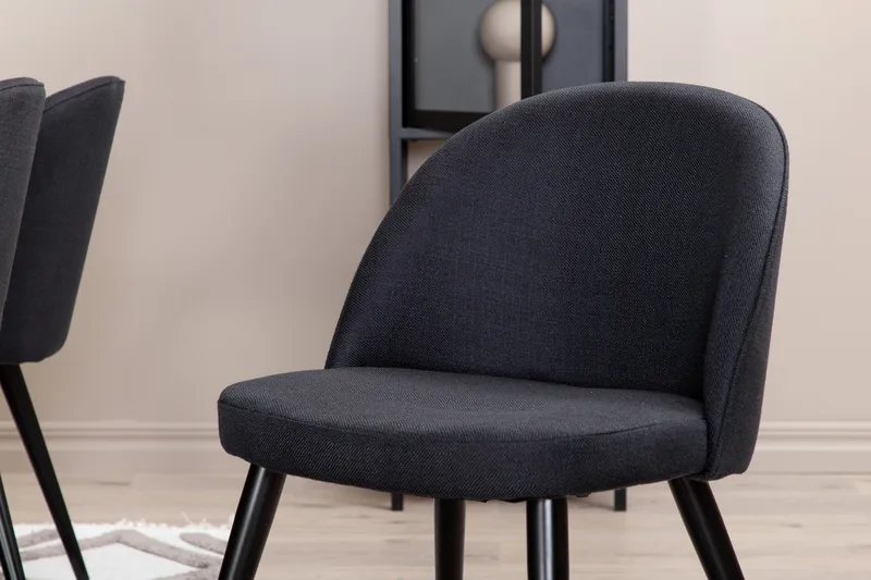 Piazza Matgrupp 180 cm Rektangulär med 6 Velvet stolar - Svart - Möbler - Matplats - Matgrupp & matbord med stolar