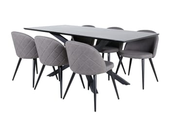 Piazza Matgrupp 180 cm Rektangulär med 6 Velvet stolar