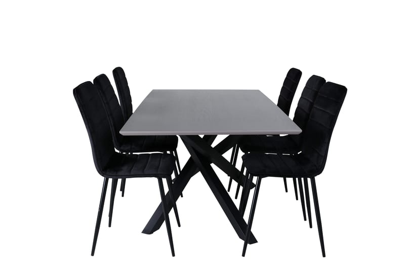 Piazza Matgrupp 180 cm Rektangulär med 6 Windu stolar, Svart