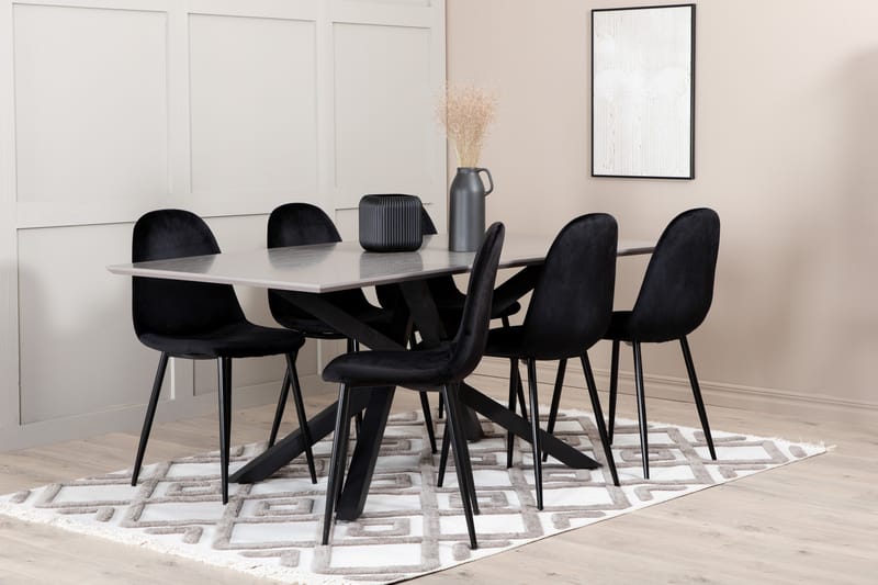 Piazza Matgrupp 180 cm Rektangulär med 6 Polar stolar - Svart - Möbler - Matplats - Matgrupp & matbord med stolar