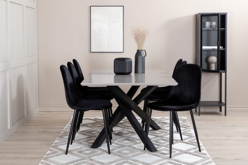 Piazza Matgrupp 180 cm Rektangulär med 6 Polar stolar - Svart - Möbler - Matplats - Matgrupp & matbord med stolar