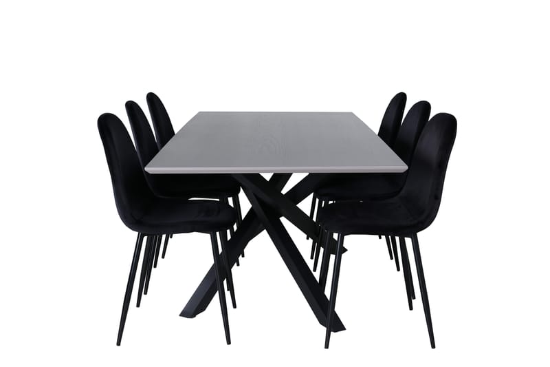 Piazza Matgrupp 180 cm Rektangulär med 6 Polar stolar - Svart - Möbler - Matplats - Matgrupp & matbord med stolar