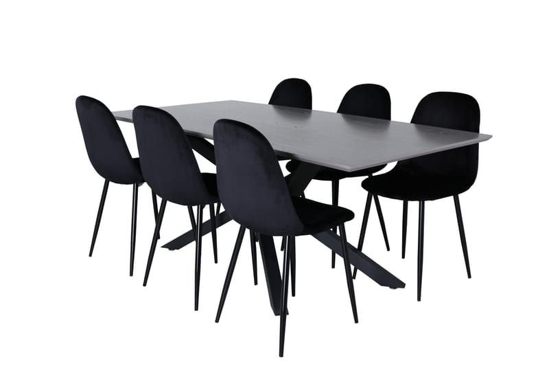 Piazza Matgrupp 180 cm Rektangulär med 6 Polar stolar - Svart - Möbler - Matplats - Matgrupp & matbord med stolar