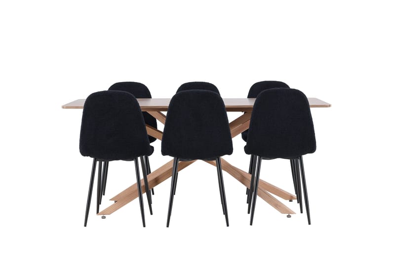 Piazza Matgrupp 180 cm Rektangulär med 6 Polar stolar - Mocca/Svart - Möbler - Matplats - Matgrupp & matbord med stolar