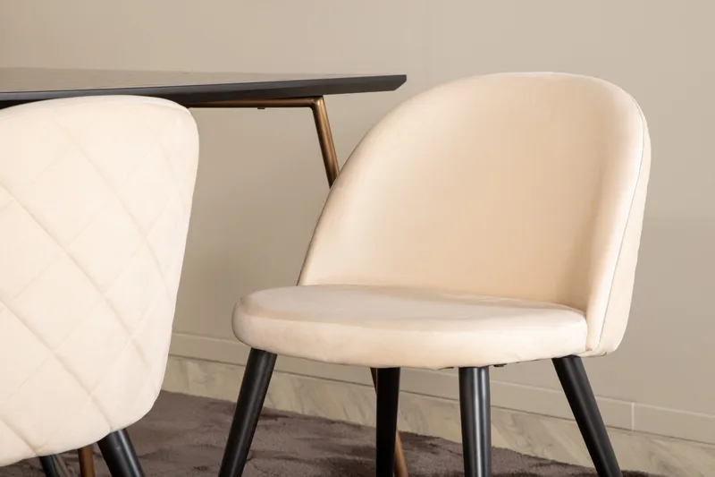 Pipi Matgrupp 190 cm inkl 6 Velvets Stolar - Svart/Koppar - Möbler - Matplats - Matgrupp & matbord med stolar