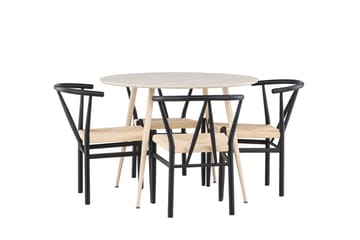 Plaza Matbord 100 cm med 4 Alfons Karmstol - Möbler - Matplats - Matgrupp & matbord med stolar