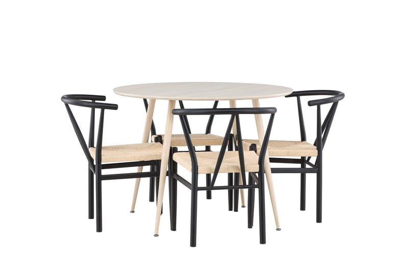 Plaza Matbord 100 cm med 4 Alfons Karmstol - Möbler - Matplats - Matgrupp & matbord med stolar