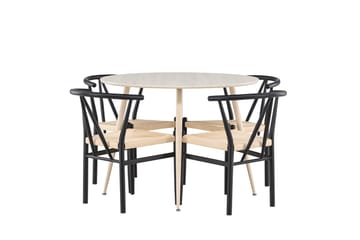 Plaza Matbord 100 cm med 4 Alfons Karmstol - Möbler - Matplats - Matgrupp & matbord med stolar