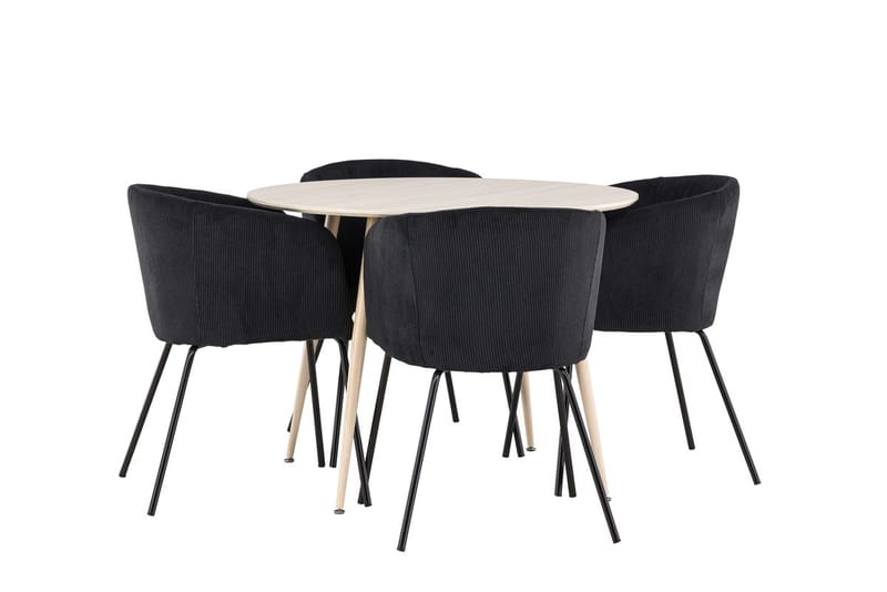 Plaza Matbord 100 cm med 4 Berit Karmstol - Möbler - Matplats - Matgrupp & matbord med stolar