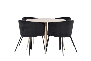 Plaza Matbord 100 cm med 4 Berit Karmstol - Möbler - Matplats - Matgrupp & matbord med stolar