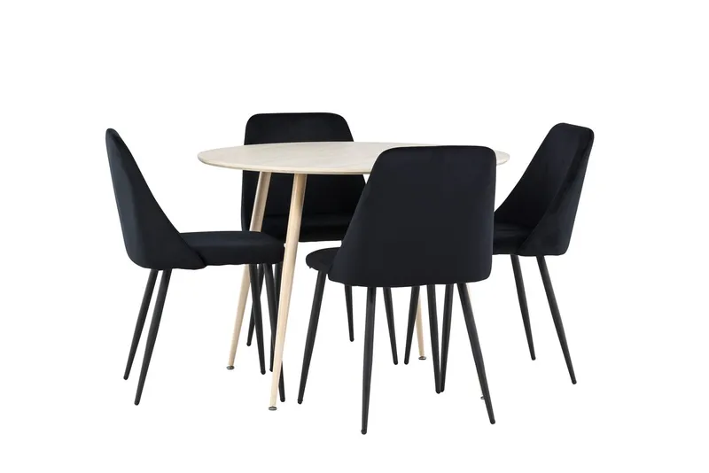 Plaza Matbord 100 cm med 4 Night Matstol
