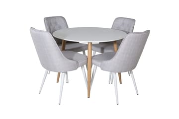 Plaza Matbord 100 cm med 4 Velvet Deluxe Matstol - Möbler - Matplats - Matgrupp & matbord med stolar