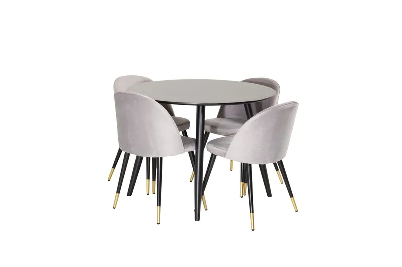 Plaza Matbord 100x100 cm med 4 Valeri Matstol Sammet