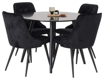 Plaza Matbord 100x100 cm med 4 Velvet Deluxe Sammetstol - Möbler - Matplats - Matgrupp & matbord med stolar