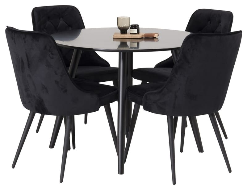 Plaza Matbord 100x100 cm med 4 Velvet Deluxe Sammetstol - Möbler - Matplats - Matgrupp & matbord med stolar
