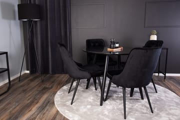 Plaza Matbord 100x100 cm med 4 Velvet Deluxe Sammetstol - Möbler - Matplats - Matgrupp & matbord med stolar