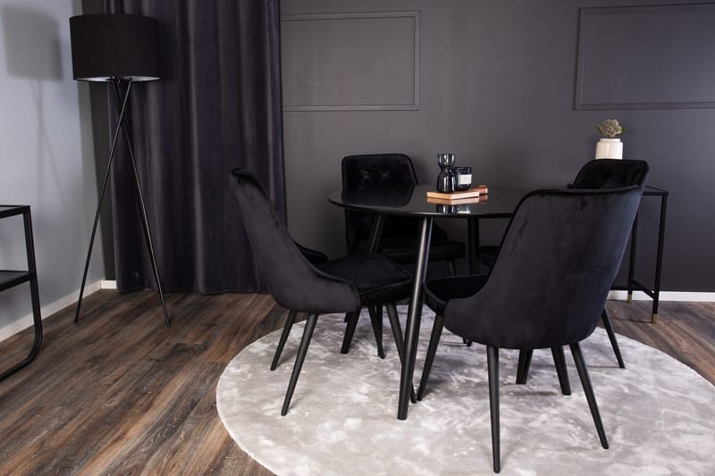 Plaza Matbord 100x100 cm med 4 Velvet Deluxe Sammetstol - Möbler - Matplats - Matgrupp & matbord med stolar