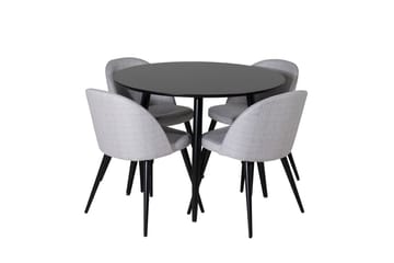 Plaza Matbord 100x100 cm med 4 Velvet Matstol - Möbler - Matplats - Matgrupp & matbord med stolar