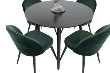 Plaza Matbord 100x100 cm med 4 Velvet Sammetsstol - Möbler - Matplats - Matgrupp & matbord med stolar