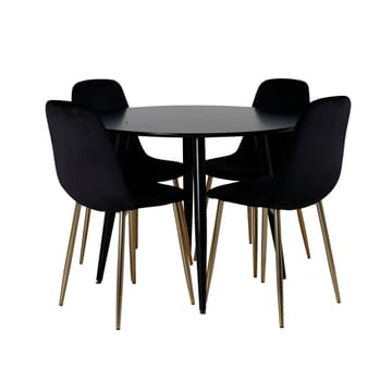 Plaza Matbord 100x100 cm med 4 Polar Köksstol Sammet - Möbler - Matplats - Matgrupp & matbord med stolar