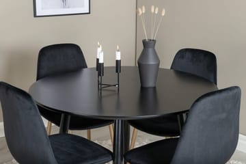Plaza Matbord 100x100 cm med 4 Polar Köksstol Sammet - Möbler - Matplats - Matgrupp & matbord med stolar