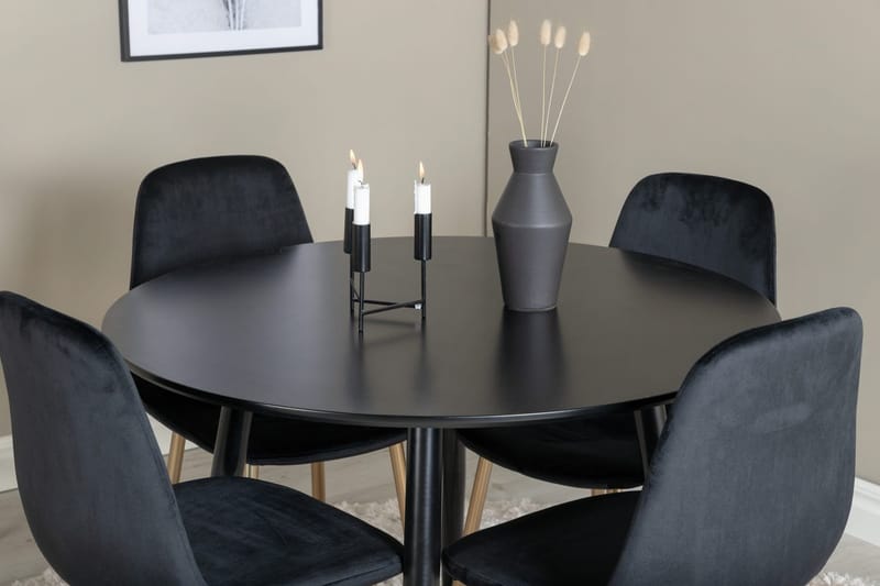 Plaza Matbord 100x100 cm med 4 Polar Köksstol Sammet - Möbler - Matplats - Matgrupp & matbord med stolar