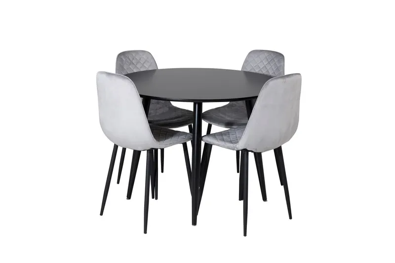 Plaza Matbord 100x100 cm med 4 Polar Matstol