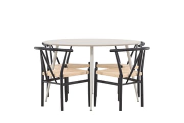 Plaza Matbord 120 cm med 4 Alfons Karmstol - Möbler - Matplats - Matgrupp & matbord med stolar