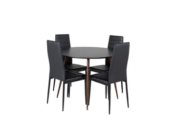 Plaza Matbord Runt med 4 Slim Matstol - Möbler - Matplats - Matgrupp & matbord med stolar