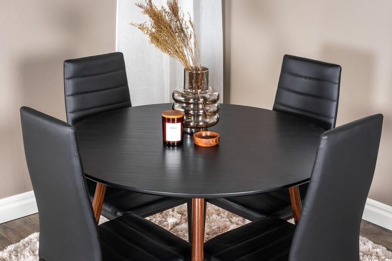 Plaza Matbord Runt med 4 Slim Matstol - Möbler - Matplats - Matgrupp & matbord med stolar