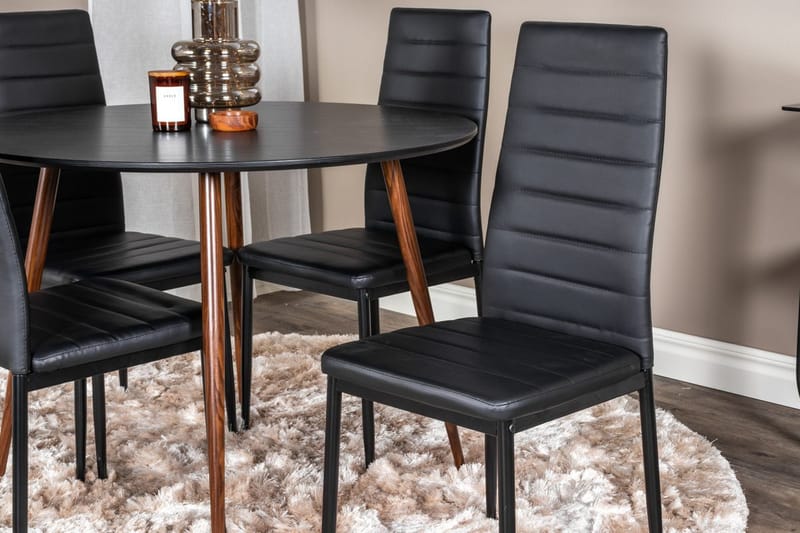 Plaza Matbord Runt med 4 Slim Matstol - Möbler - Matplats - Matgrupp & matbord med stolar