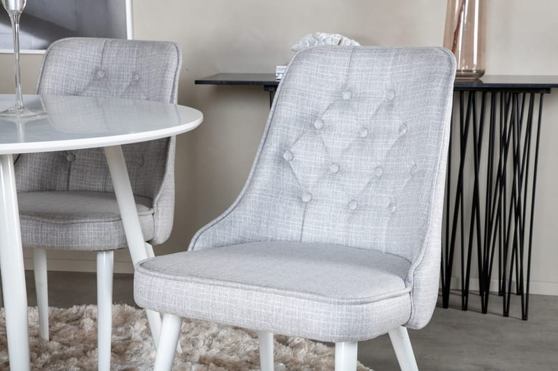 Plaza Matbord Runt med 4 Velvet Deluxe Matstol - Möbler - Matplats - Matgrupp & matbord med stolar