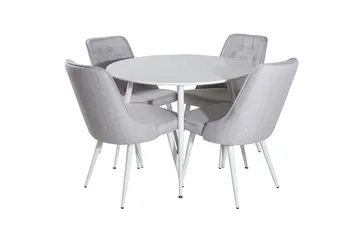 Plaza Matbord Runt med 4 Velvet Deluxe Matstol - Möbler - Matplats - Matgrupp & matbord med stolar